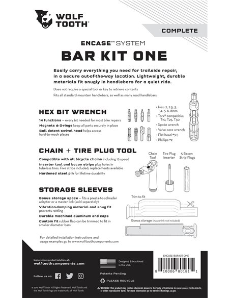 Sistema Herramientas Wolf Tooth Encase Bar Kit One Manubrio